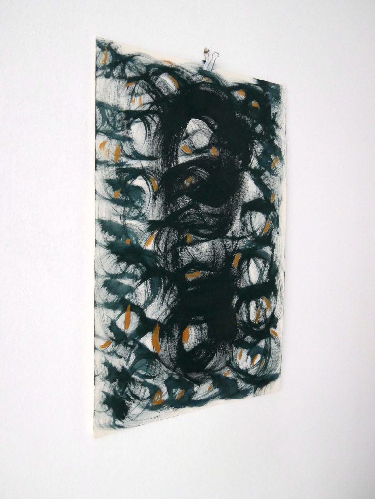 MISSING PIECES – Dunkelgold, Bildserie | Gouache, Acryl, Farbpigmente auf Papier 40x60 | MISSING PIECES – Dunkelgold, Series | Gouache, Acrylic, Farbpigments on paper 40x60cm
